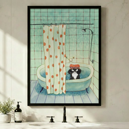 Grumpy Cat Bath Funny Bathroom Canvas Wall Art w4101