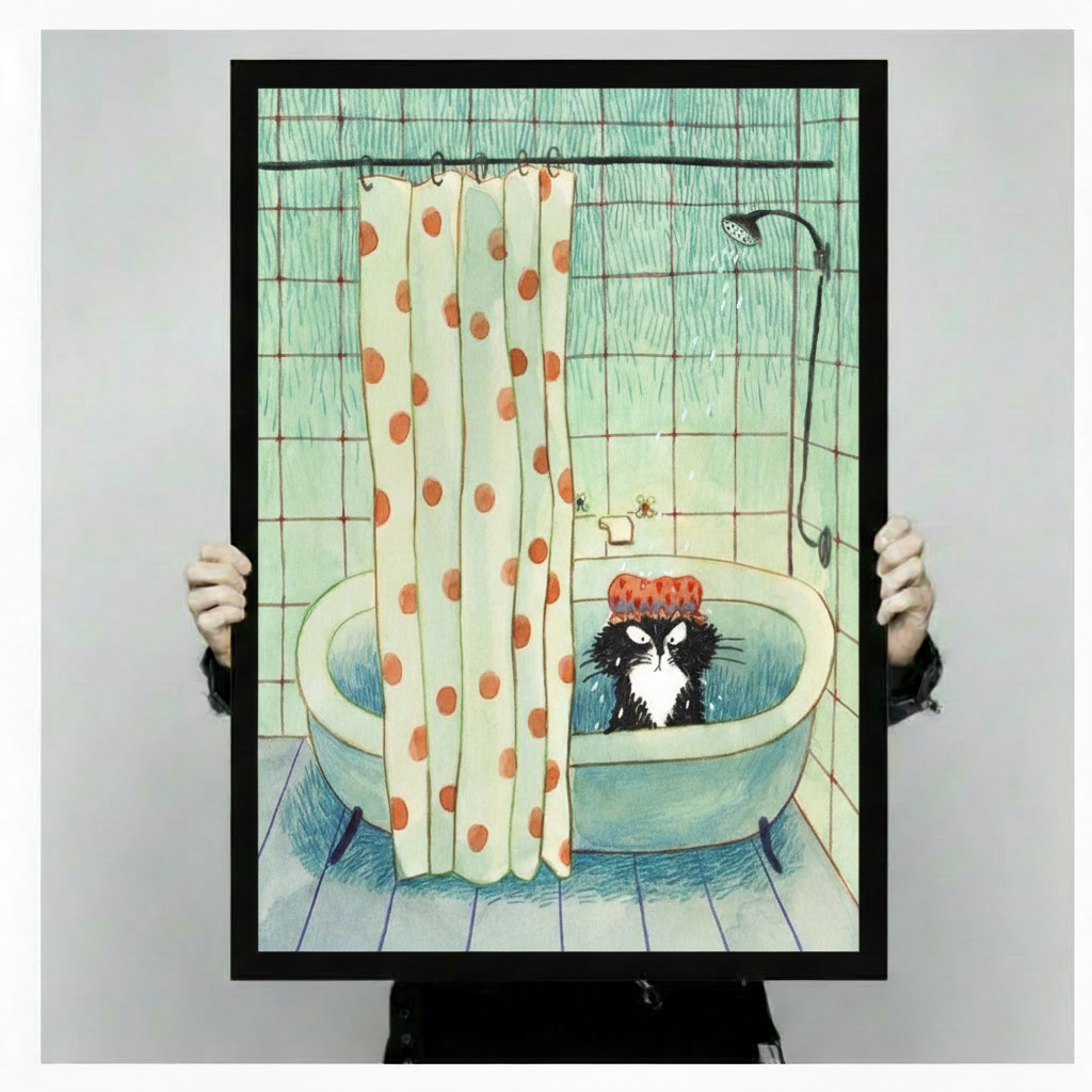 Grumpy Cat Bath Funny Bathroom Canvas Wall Art w4101