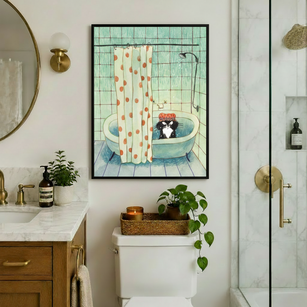 Grumpy Cat Bath Funny Bathroom Canvas Wall Art w4101