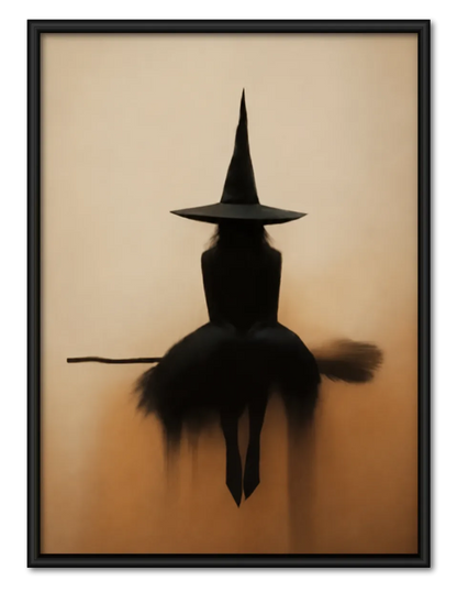 Minimal Witch on Broom Wall Art 1