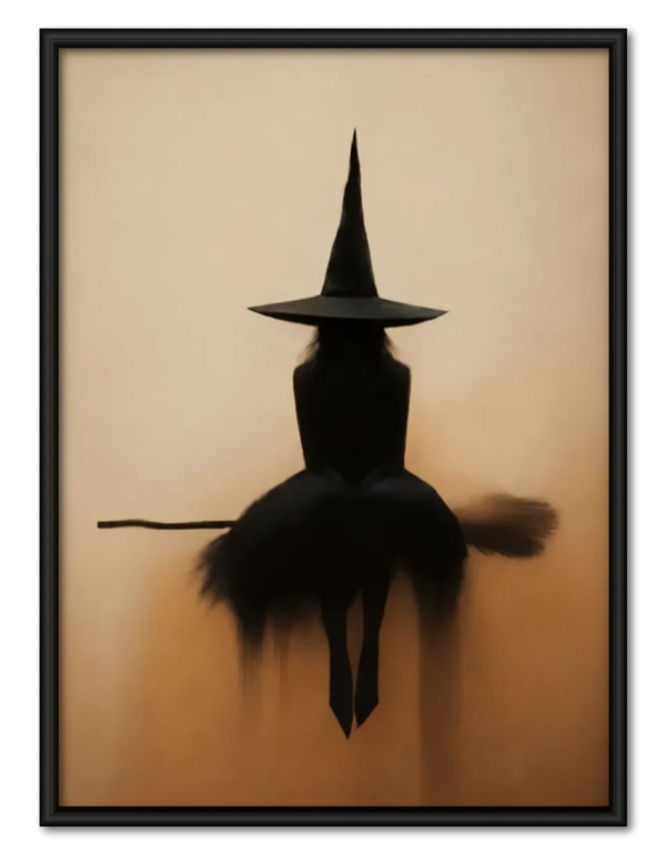 Minimal Witch on Broom Wall Art