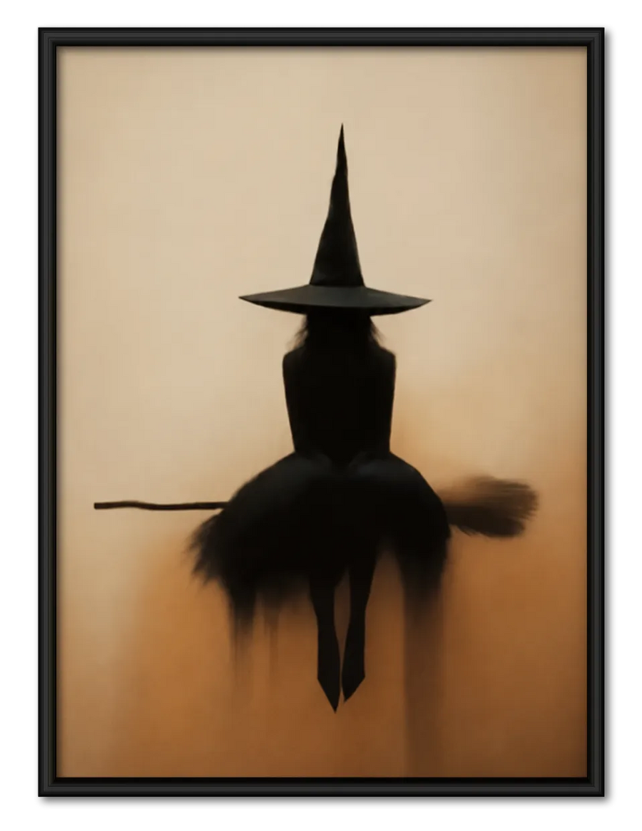 Minimal Witch on Broom Wall Art