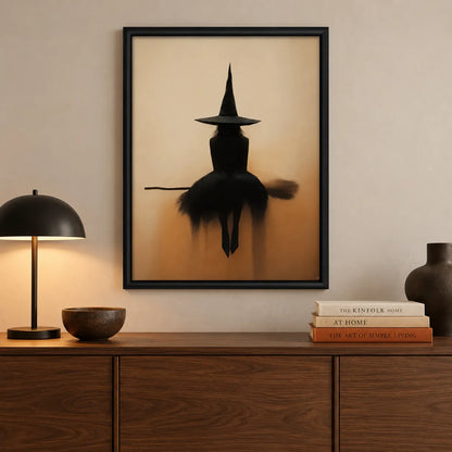 Minimal Witch on Broom Wall Art 2