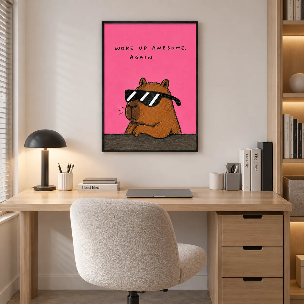 Woke Up Awesome Capybara Wall Art 2