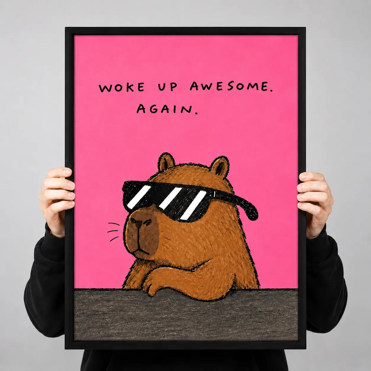 Woke Up Awesome Capybara Wall Art 3