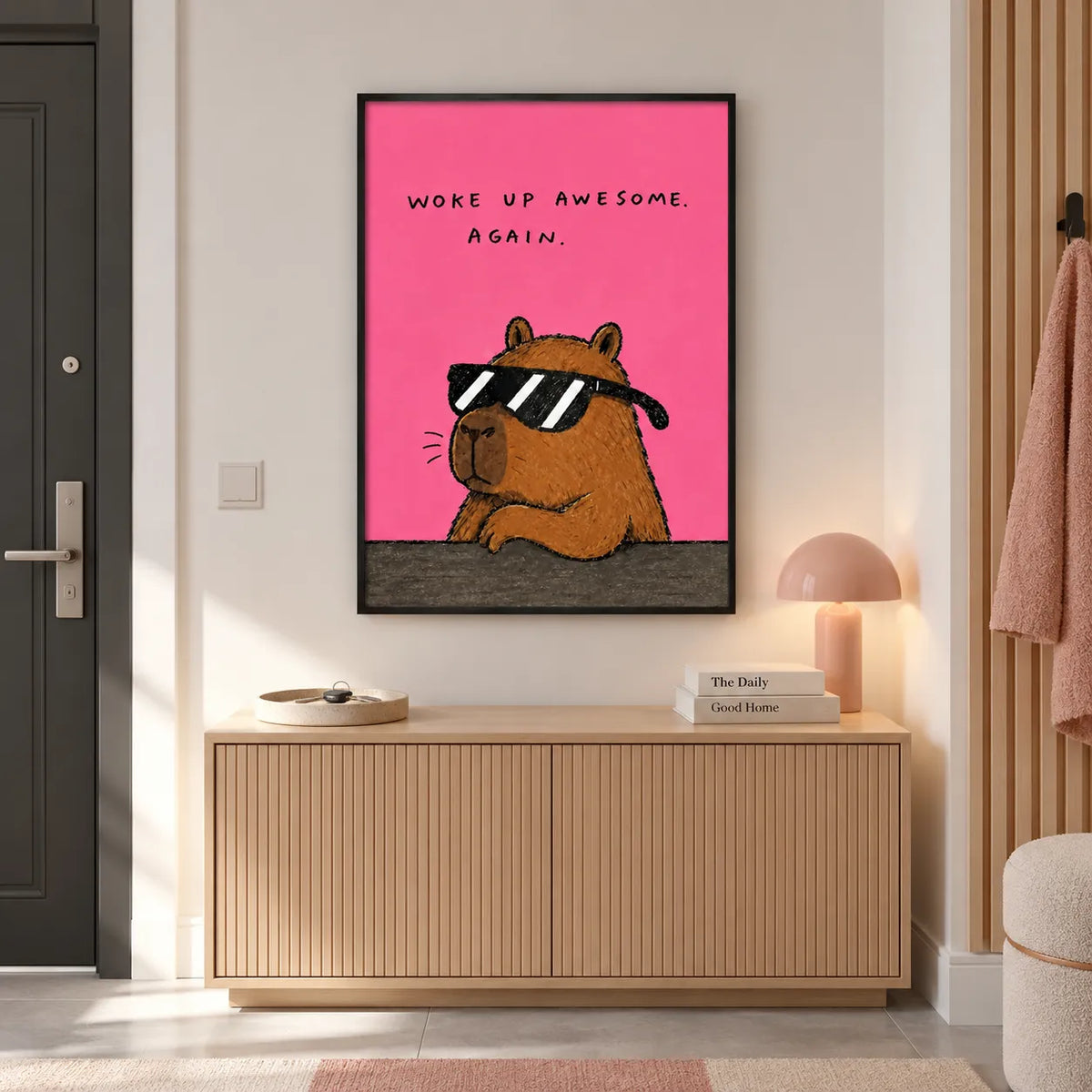Woke Up Awesome Capybara Wall Art 4