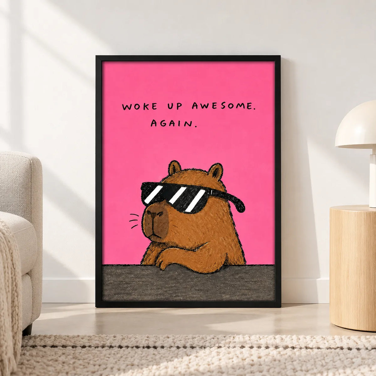 Woke Up Awesome Capybara Wall Art 6