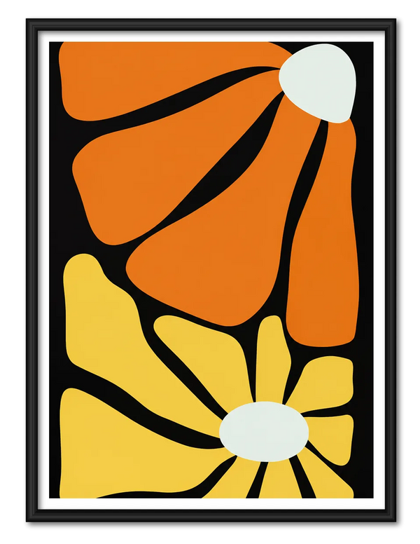 Retro Abstract Floral Shapes Wall Art