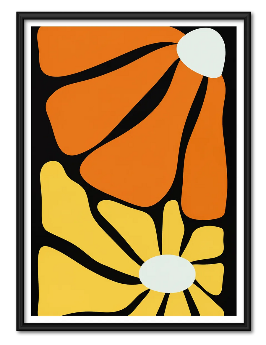 Retro Abstract Floral Shapes Wall Art