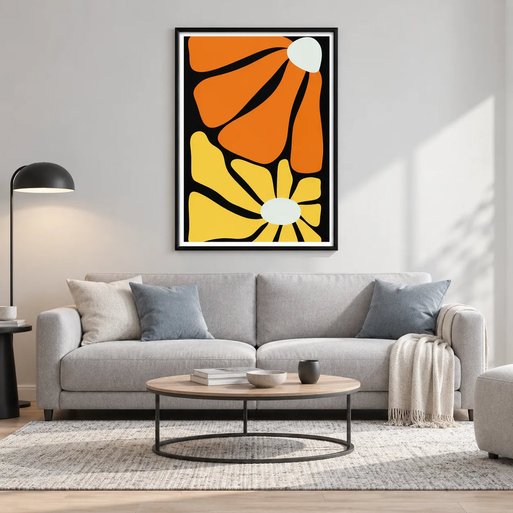 Retro Abstract Floral Shapes Wall Art 2