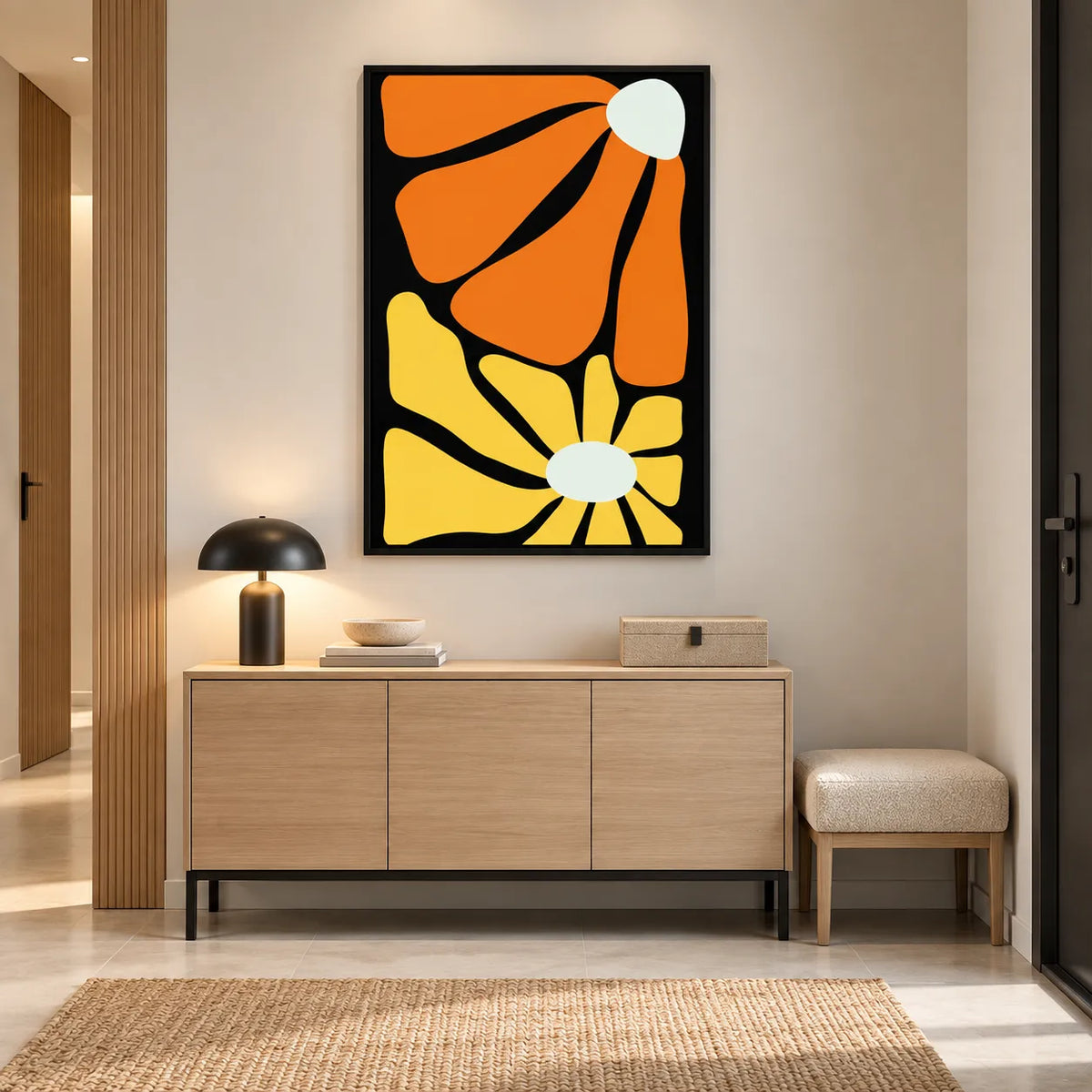 Retro Abstract Floral Shapes Wall Art 3