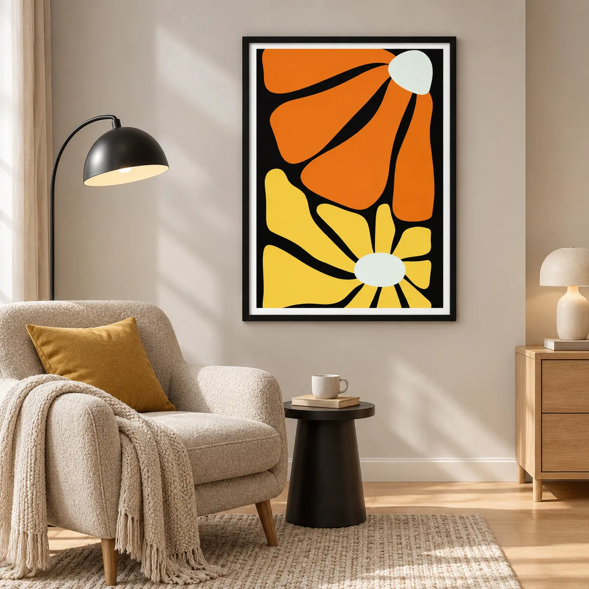 Retro Abstract Floral Shapes Wall Art 4