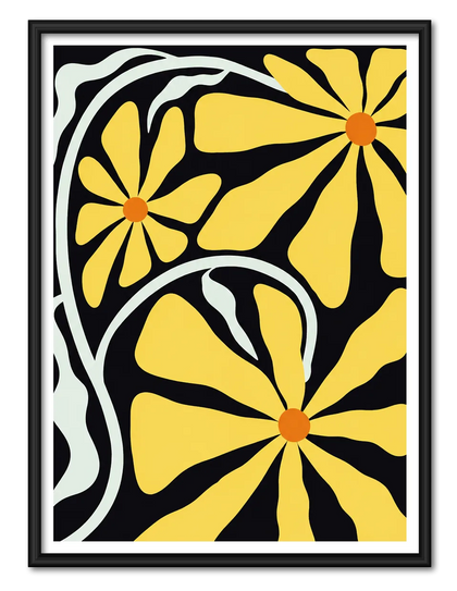 Yellow Floral Graphic Wall Art
