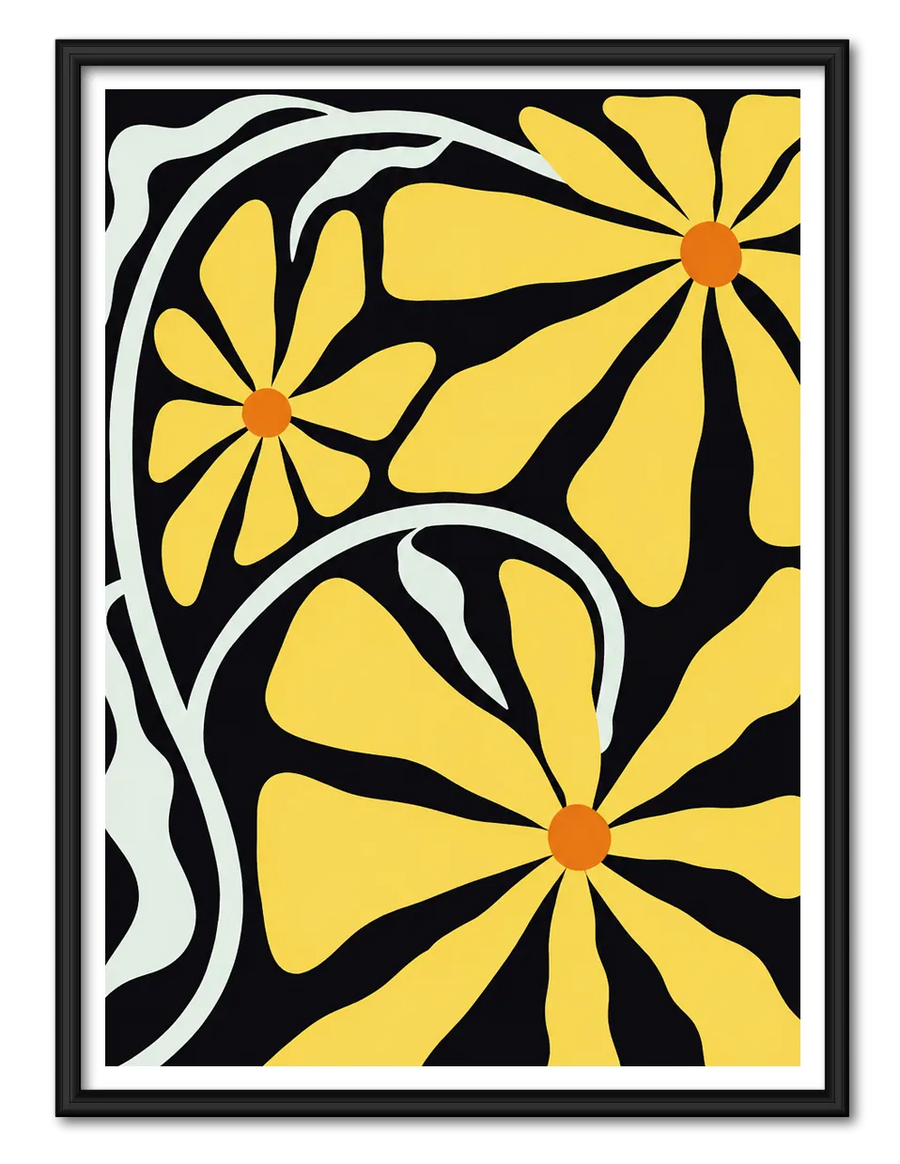 Yellow Floral Graphic Wall Art