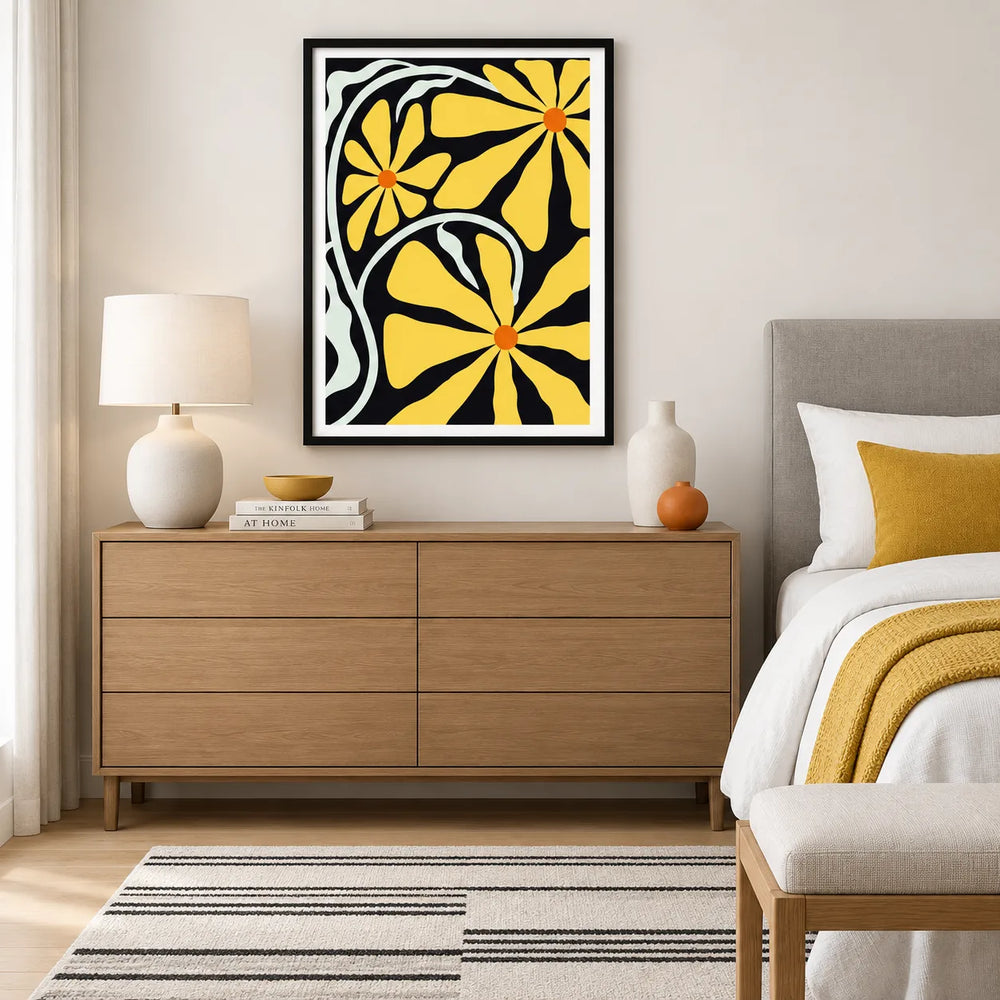 Yellow Floral Graphic Wall Art 2