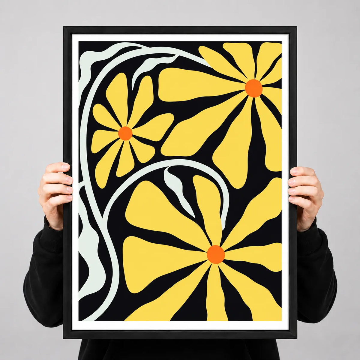 Yellow Floral Graphic Wall Art 3