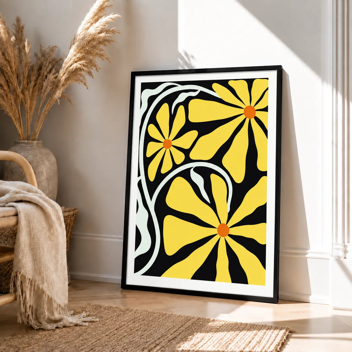 Yellow Floral Graphic Wall Art 4