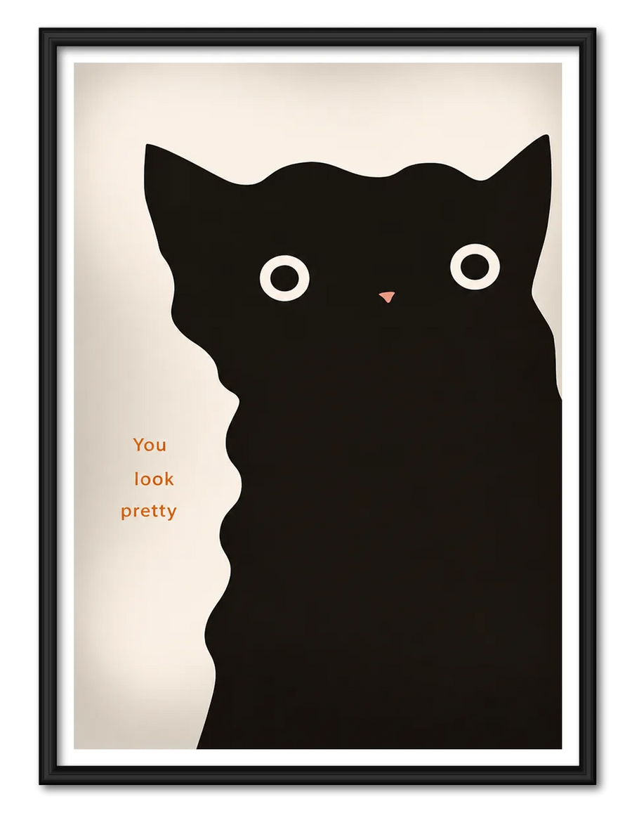 You Look Pretty Black Cat Wall Art