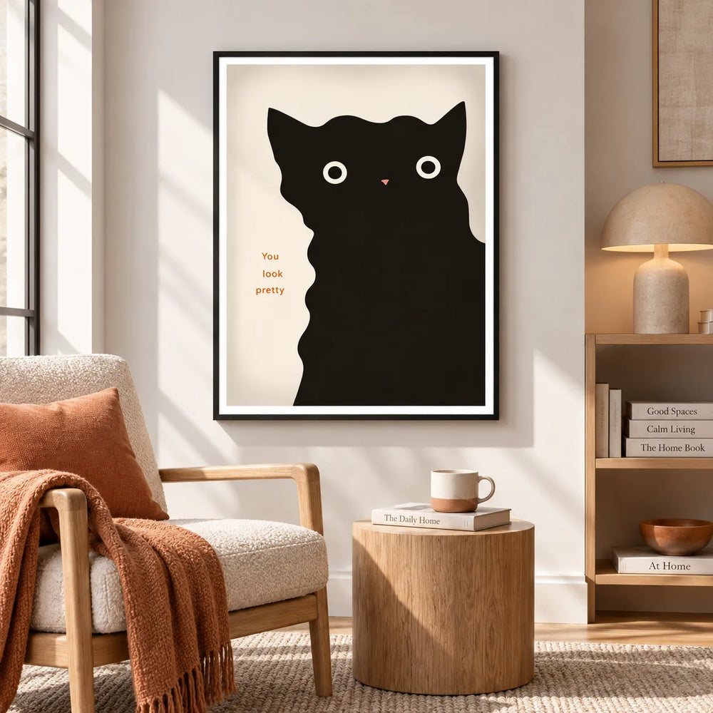 You Look Pretty Black Cat Wall Art 2